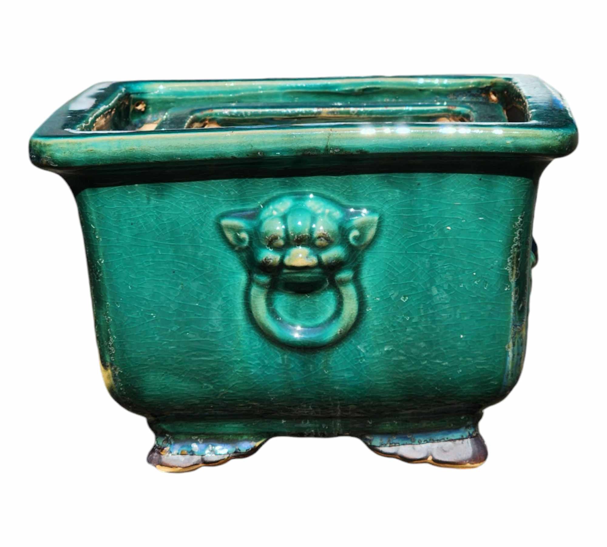 Bonsai Pots Glazed Green Large