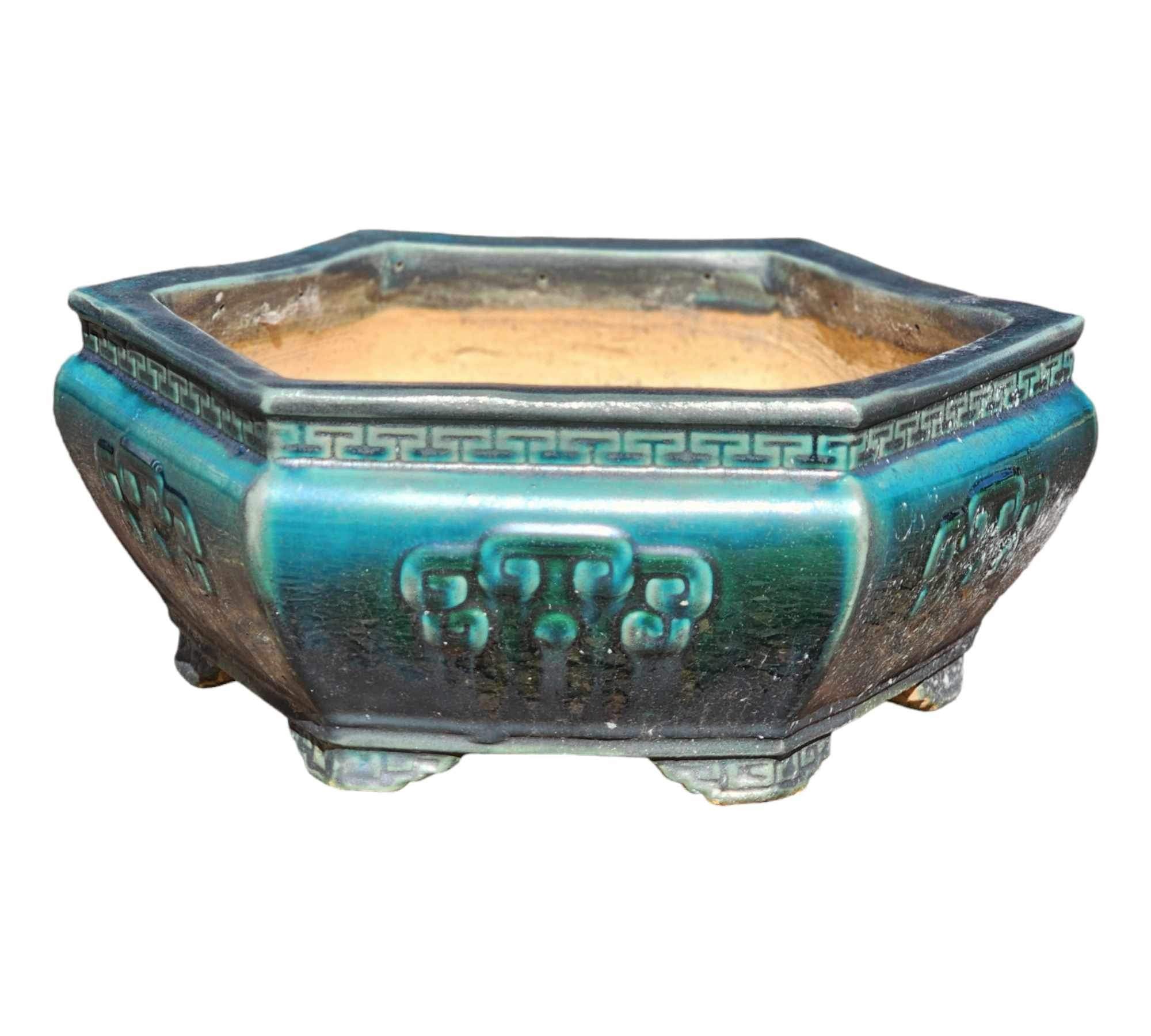Bonsai Pots Glazed Hexagon Large